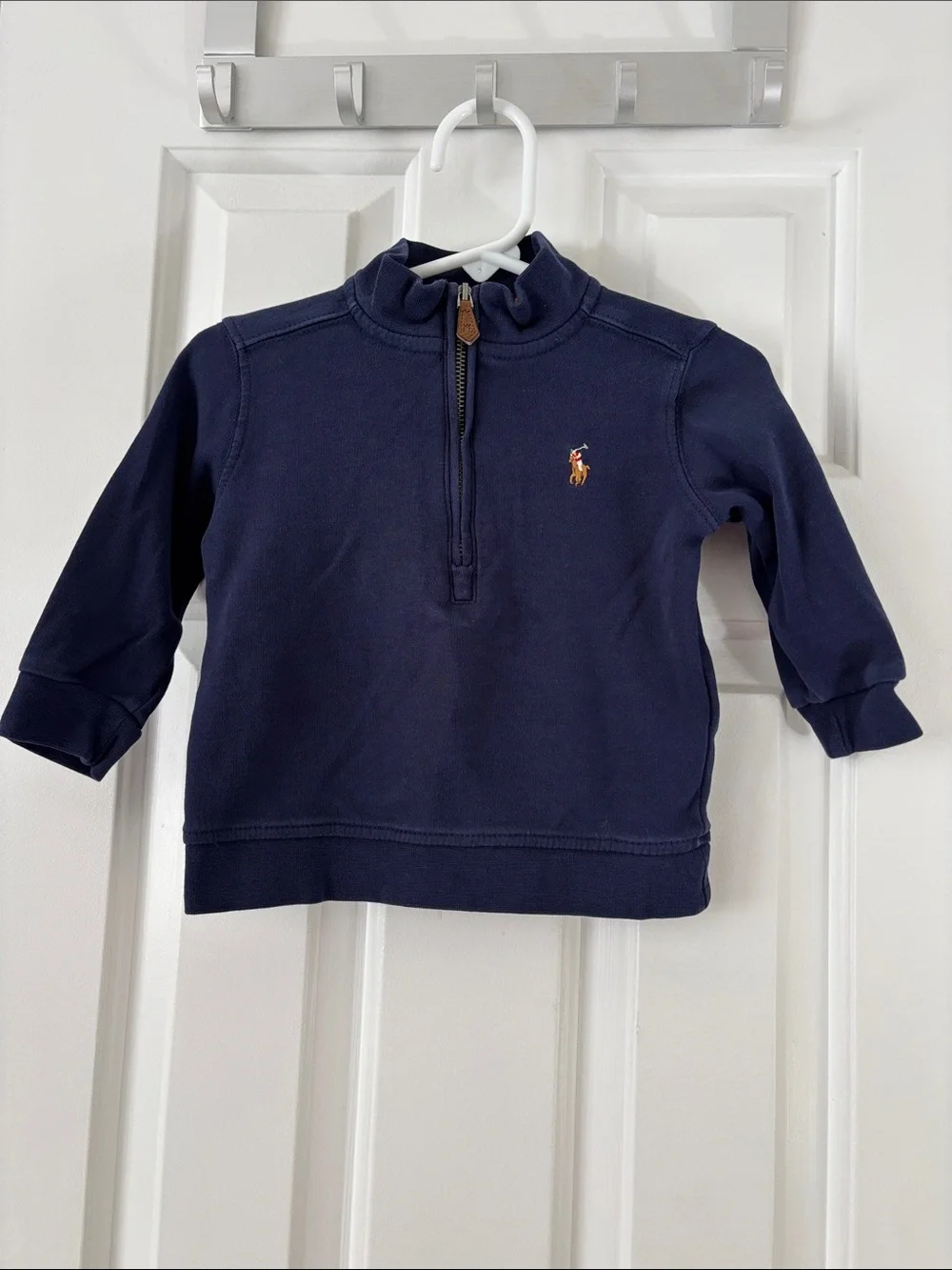 Ralph Lauren Navy Half-Zip Hoodie with Embroidered Pony